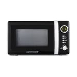 GEEPAS 20 Litre 700W Digital Freestanding Microwave Oven with Variable Power Levels, Automatic Defrost Countertop Microwave with Safety Lock, 12 Preset Cooking Functions | Black | Retrovive