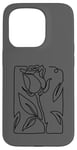 Coque pour iPhone 15 Pro Rose noire abstraite dessin minimaliste Line Art