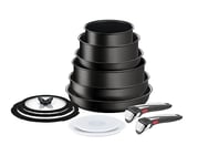 Tefal Ingenio Unlimited ON 13 piece Non-Stick Induction Pan Set, 22&28 cm Frying Pans, 16&20 cm Saucepans, 24 cm Sautepan, 26 cm Wok Pan, 16&20&24 cm Glass Lids, 16&20 cm Lids, 2 Handles, L3959243