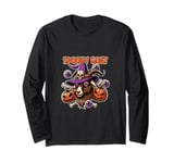 Funny Farm Halloween Shirt Pumpkin Spooky Goat Witch Hat Long Sleeve T-Shirt