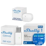 Shelly Plus 1 + Shelly BLU Motion + Shelly BLU Gateway Bundle - Kit domotique avec Interrupteur connecté, Capteur de Mouvement et Passerelle Bluetooth to Wi-Fi