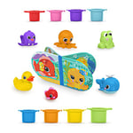 Bright Starts, jouets pour le bain Splash, Splash Baby - Livre imperméable, Canard, Jouets Animaliers et Cubes à empiler, Unisexe, 15pcs, Enfants de 6 mois et plus