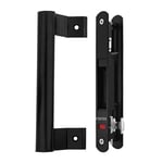 XIUXLI Verrou Baie Coulissante Fermeture - Serrure de Crochet de Fenêtre de Porte (Door Handle Set Black)