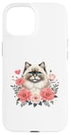 Coque pour iPhone 15 Roses Flowers Himalayan Cat