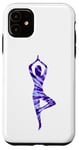 Coque pour iPhone 11 Violet tie-dye pose arbre yoga