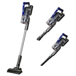 Russell Hobbs Cordless Stick Vacuum Cleaner Hoover 350W, 25.2V 3 Hour Quick Charge 50 Min Run Time, 22KPA Brushless Motor, 2 in 1 Multi Tool Glide Pro Plus Grey & Blue, For Carpet, Pet Hair RHHS4101