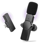 Wireless Lavalier Microphone for iPhone iPad, Plug-Play Wireless Lapel Mic with Noise Reduction Auto-Sync for Phone Video Recording, for TikTok YouTube Facebook Live Stream, No Need App/Bluetooth