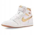 Nike Femme WMNS Air Jordan 1 Retro Hi OG Course, Or Blanc métallisé, Marron Clair, 42 EU