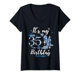 Womens Womens It's My 35th Birthday EST 1990 35 Years Old Diamond V-Neck T-Shirt