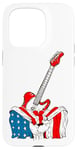 Coque pour iPhone 15 Pro Guitare patriotique Drapeau américain Musicien Rock Concert