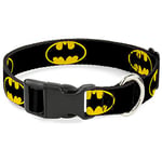 Buckle-Down Collier à Clip en Plastique – Bouclier Batman Noir/Jaune – 1,27 cm de Large – Convient aux Tours de Cou de 15,2 à 22,9 cm – Taille S