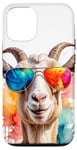 Coque pour iPhone 14 Pro Chèvre Lunettes De Soleil Coloré Drôles Animaux Imprimé