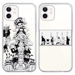 2 Pièces Coque pour Samsung Galaxy A14 5G 6.8'', Anime One Piece Luffy Zoro Chopper Brook Sanji Manga Dessin Animé Motif Étui Protection Housse de TPU Mince Souple Antichoc Bumper Case, Transparent 1