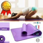 C® Yogamatta, sportfitness skummatta, ultratjock halkfri träningsutrustning, 185 * 85 * 10 mm, lila