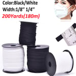 200 Yards Length Braided Elastic Band Diy Cord Knit Sewing White 1/4inch
