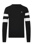 Tipped Sleeve Jumper Tops Knitwear Round Necks Black Fred Perry