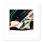 Motor Racing Motorsport Grand Prix F1 Vibrant Painting Square Wooden Framed Wall Art Print Picture 8X8 Inch