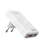 4Smarts FlatPlug Duos Vegglader 65W GaN USB-C/USB-A - Hvit