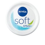 NIVEA Soft Crème de soin multi-usage hydratante (1 x 375 ml), Pot de crème pour le corps à l’hydratation intense, Soin corporel contenant de l’huile de jojoba et de la vitamine E