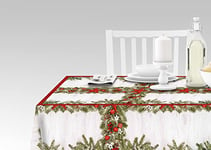 Doge Milano Nappe avec impression numérique, 100% Made in Italy Nappe antidérapante pour salle à manger, lavable et antitache, modèle Noël - Roaschia, cm 140x240