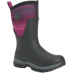 Muck Boots Women's Arctic Sport Mid Fleece Lined Waterproof Pull on Boot, Black Magenta, 9