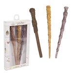 CERDÁ LIFE'S LITTLE MOMENTS - Set d'Écriture Harry Potter - Pack de 3 Stylos Noirs en Forme de Baguettes de Harry Potter, Dumbledore et Hermione - Licence Officielle Warner Bros