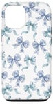 Coque pour iPhone 12/12 Pro Nœuds en toile bleue et blanche pour femme