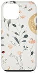 iPhone 12 mini Whimsical Boho Watercolor Wildflowers Moon Insects Design Case