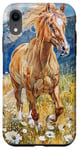 Coque pour iPhone XR Aquarelle Running Palamino Horse in Meadow