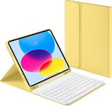 Étui Avec Clavier Pour Ipad 10 Génération 10,9"" 2022, Clavier Magnétique Amovible Avec Porte-Stylo, Veille/Réveil Automatique, Disposition Qwertz Allemande (Jaune)