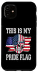 Coque pour iPhone 11 This is my pride flag crâne drapeau américain pour homme et femme
