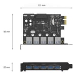 ORICO PVU3-5O2I pöytätietokone 7-porttinen USB3.0 laajennuskortti nopea siirto PCI-E rungon laajennus musta