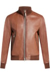 Tumbled Grain Leather Track Bomber Brown > Tan Men