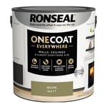 Ronseal Paint One Coat Olive Matt Quick Dry Grease Stain Mould Resistant 2.5L