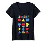 Womens Geometry Keeps You In Shape Funny School Jokes For Kids V-Neck T-Shirt