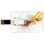 8G USB Flash Drives Credit Card Shape Modern Decor Memory Stick Bank Card Style Digital Image Television Media Stars Stripes Lines Abstract Artwork Image,Multicolor Waterproof Pen Thumb Lovely Jump D