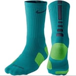 Nike Dri-Fit Sports Socks - Elite Crew Cushioned Basketball Blue/Green (UK 3-7)