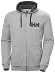 Helly Hansen Mens HH Logo Full Zip Hoodie, S, Grey Melange