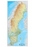 Sverige väggkarta 1:900 000, 79x176cm