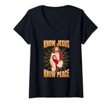 Womens Know Jesus, know peace. Christian faith V-Neck T-Shirt