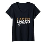 Womens Vintage Laser Queen Hair Removal Aesthetician Laser Tech V-Neck T-Shirt