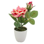Simulering av tvåhövdade små rosor, bonsai, kreativa konstgjorda blommor, konstgjorda växter, krukväxt