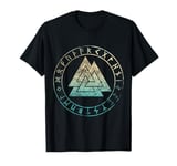 Valknut Odin Symbol, Celtic Knot, Norse Viking Runes Worn T-Shirt