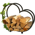 DanDiBo Étagère à bois Intérieur Métal Coeur Support de bois de cheminée 64 cm 181134 Panier à bois Support de bois de chauffage