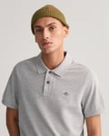 Gant Mens Regular Fit Short Sleeve Shield Logo Pique Polo - Melange cotton - Size Large