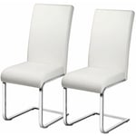 Yaheetech - Lot de 2 Chaises de Salle à Manger en Simili Cuir Capacité 135 kg Siège Plus épais de 7 cm Blanche