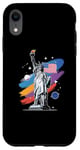 Coque pour iPhone XR Statue de la Liberté USA tenant une torche flamboyante avec des plantes