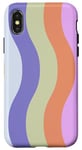 Coque pour iPhone X/XS Rose, violet, orange, motif à rayures ondulées, esthétique des années 70