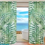 ALAZA Sheer Voile Curtains, Palm Tree Leaves Pattern Polyester Fabric Window Net Curtain for Bedroom Living Room Home Decoration, 2 Panels, 78 x 55 inch