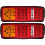 Lot de 2 feux arrière 33 LED pour voiture, remorque, camion, feu stop, clignotant, pour bus, van, caravane (12 V)